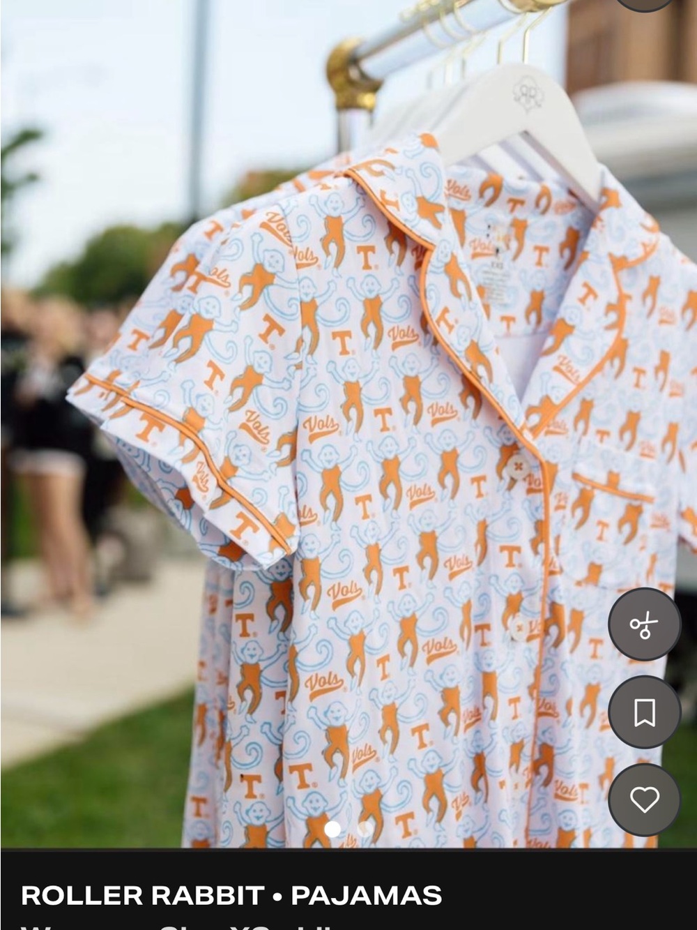 Roller Rabbit White and Orange Novelty Pajama top and shorts